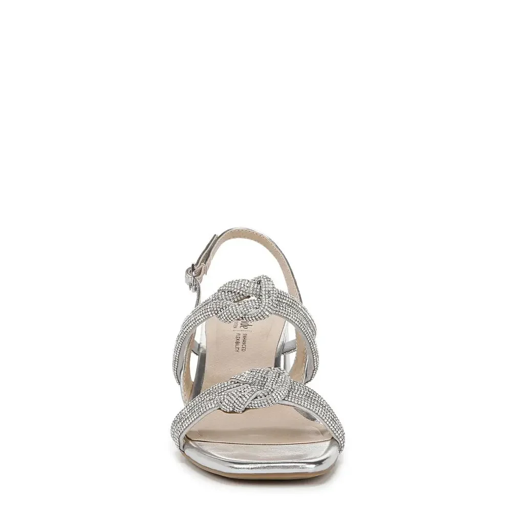 NWT LifeStride Women's Celeste Heeled Sandal Silver Metallic 7.5 M